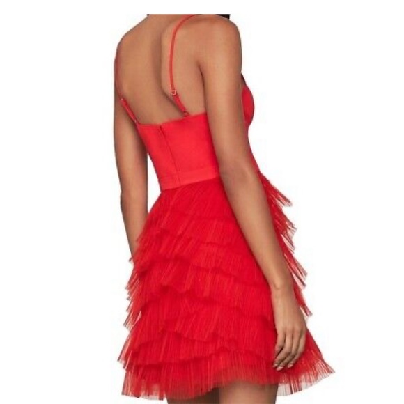 BCBGMAXAZRIA Women’s Red Tulle Mini Cassandra Party Dress Size 10 - Picture 5 of 13